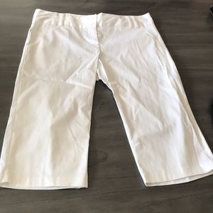 White Double Button Closure Dress Capri